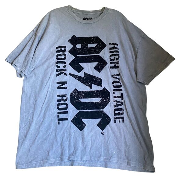 ACDC T Shirt Men XL Gray Black Graphic Print Crewneck Official Licensed - Picture 1 of 5